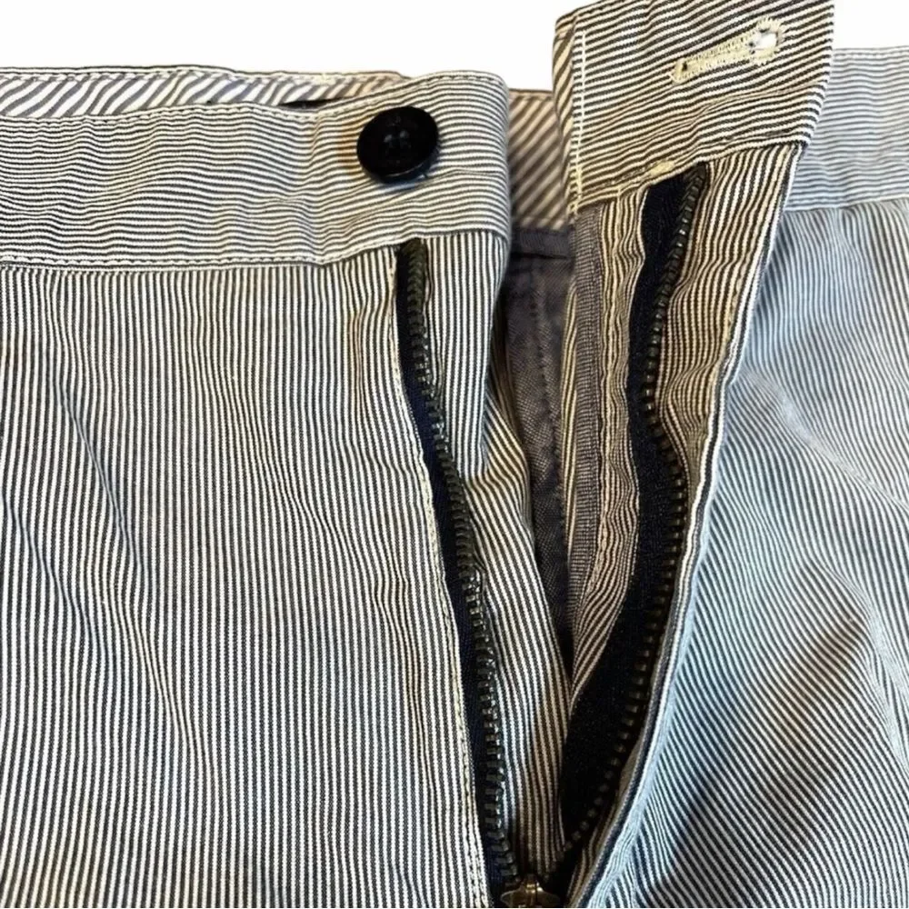 Mens Blue White Pinstripe Chino Shorts Size 35 Banana Republic Aiden Cotton